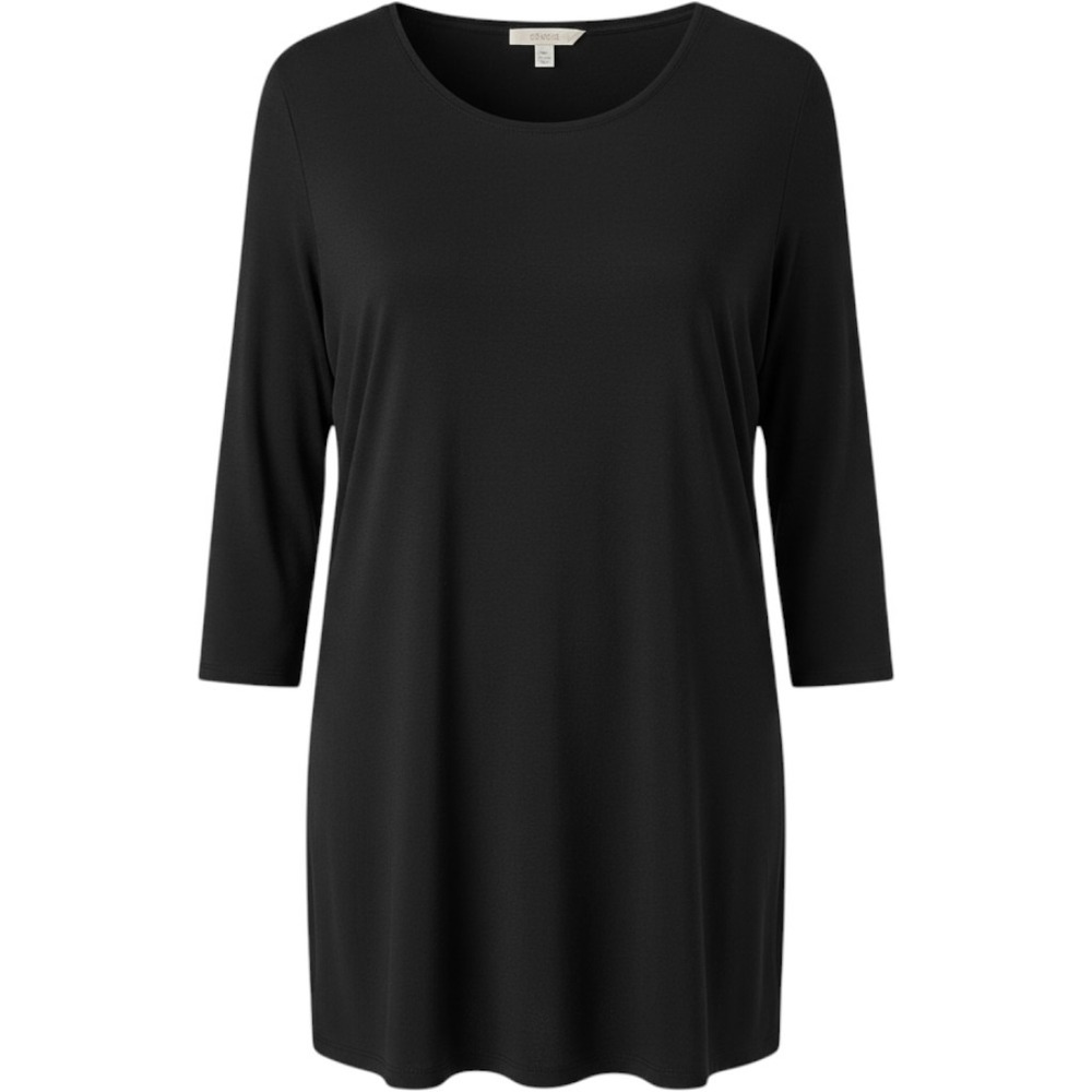 Chicos Travelers Black Scoop Neck 3/4 Sleeve Top Size 3 Large XL